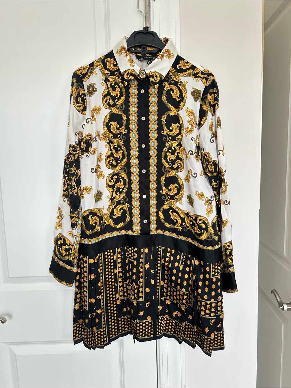 Zara Black, White & Gold Baroque Mini Dress
